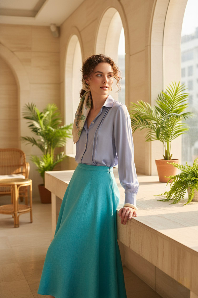 Áo sơ mi tay dài xanh nhạt thời trang Hity