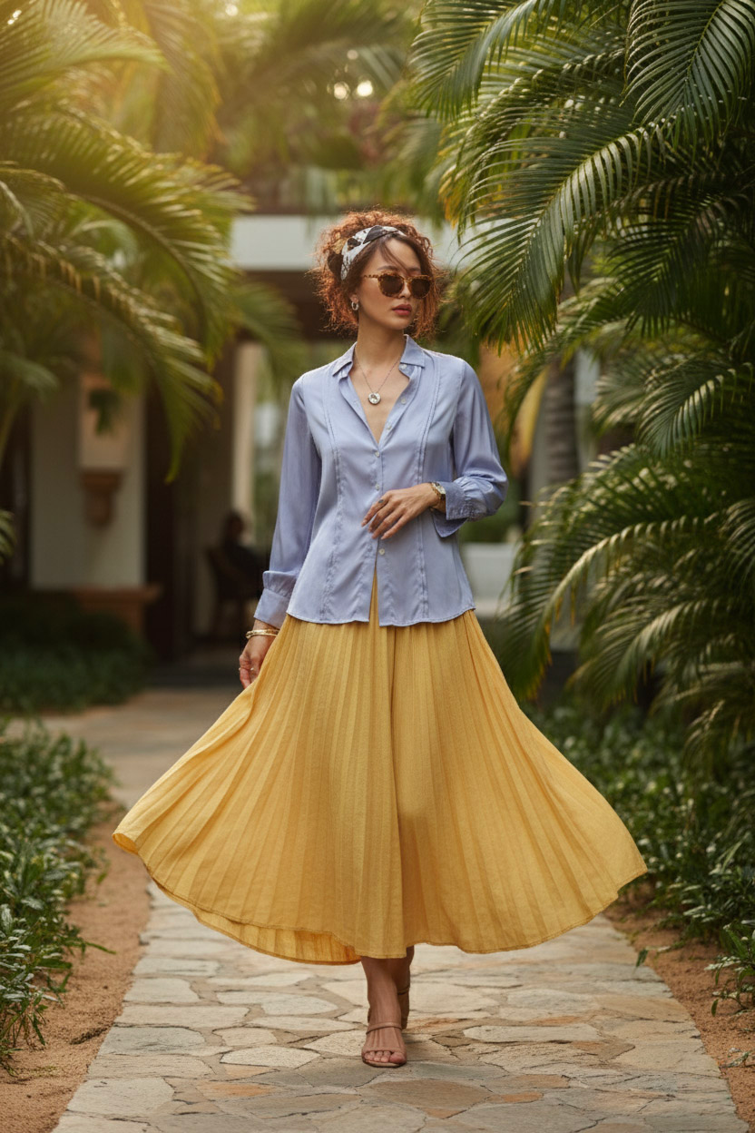 Áo sơ mi tay dài xanh nhạt thời trang Hity