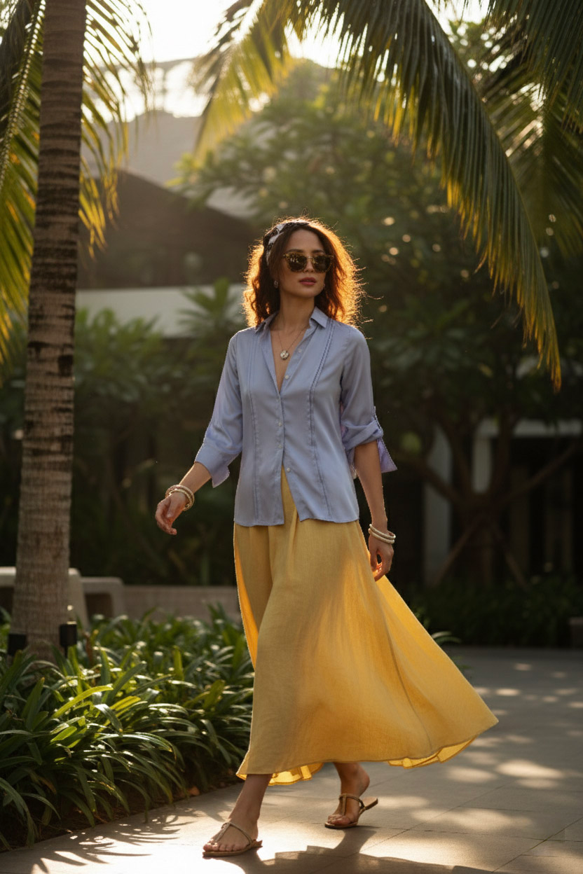 Áo sơ mi tay dài xanh nhạt thời trang Hity