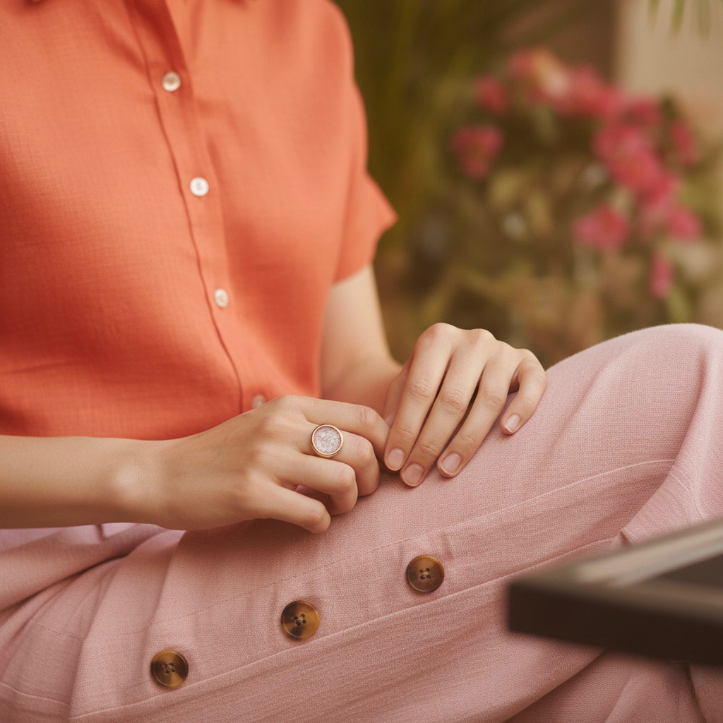 Áo sơ mi tay ngắn linen cam thời trang Hity