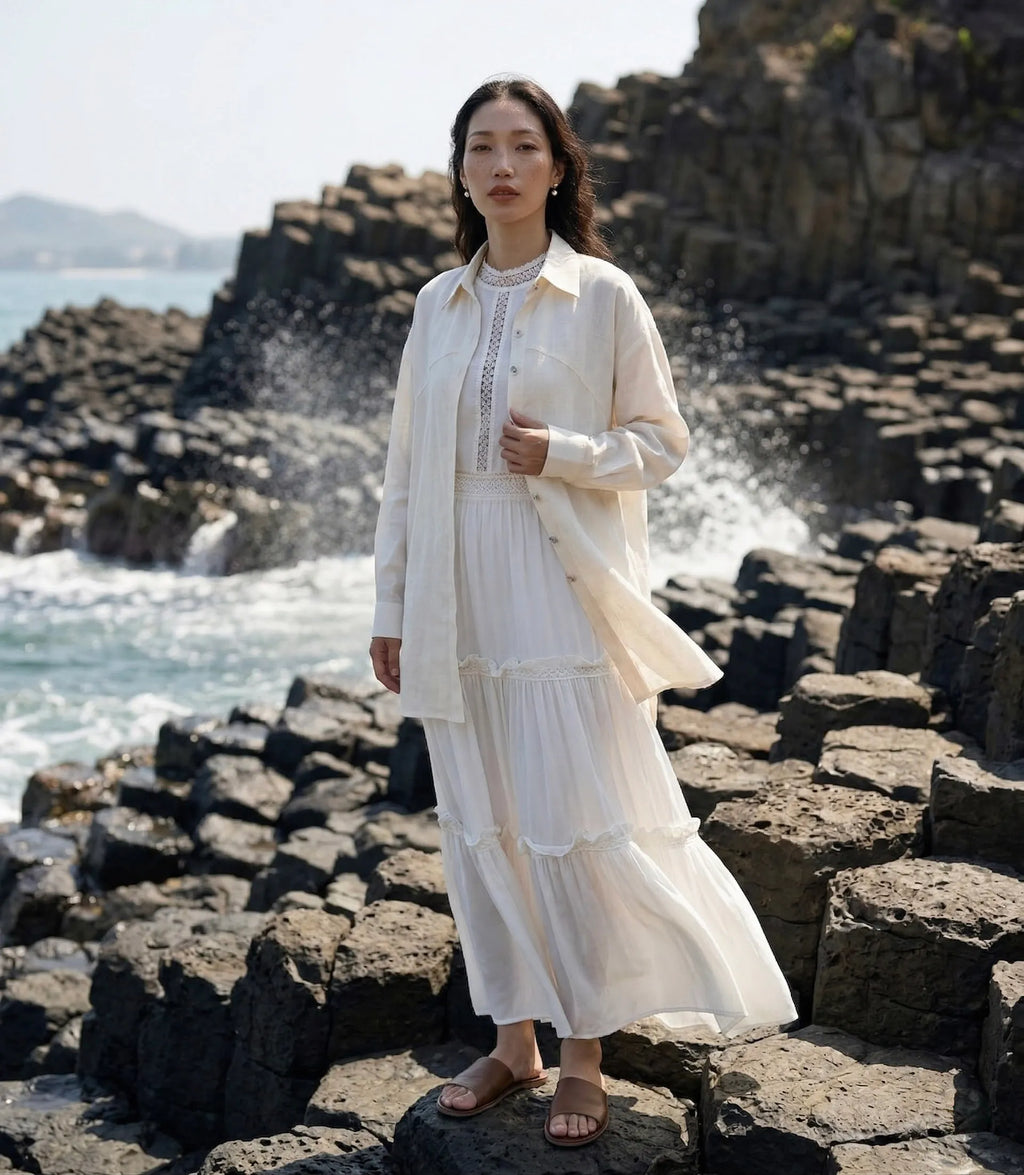 Áo sơ mi dáng rộng oversize linen thời trang Hity