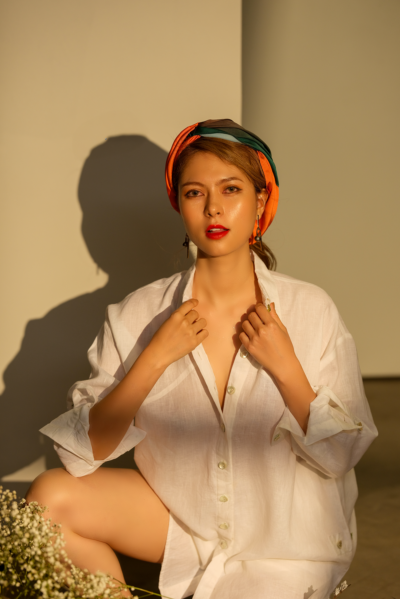 Áo sơ mi phom rộng oversize linen trắng thời trang Hity