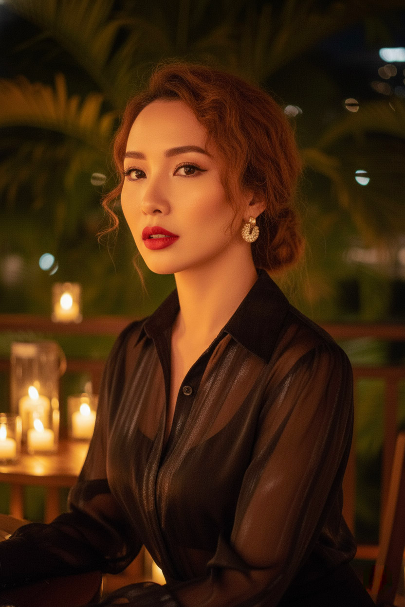 Áo sơ mi xuyên thấu organza sheer thời trang Hity