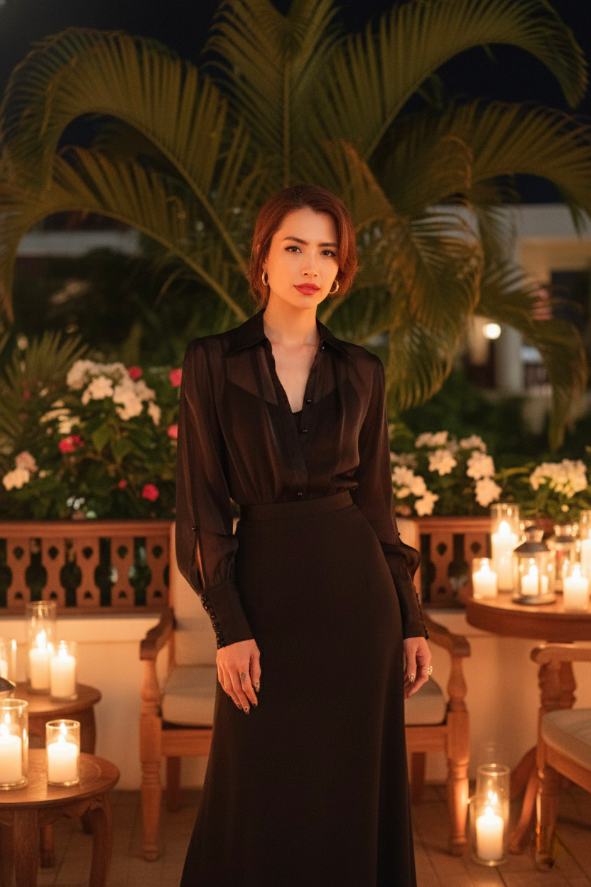 Áo sơ mi xuyên thấu organza sheer thời trang Hity