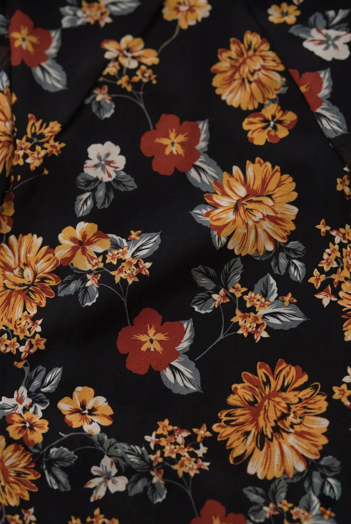 Áo nhún tay phồng  chiffon hoa mùa thu thời trang Hity