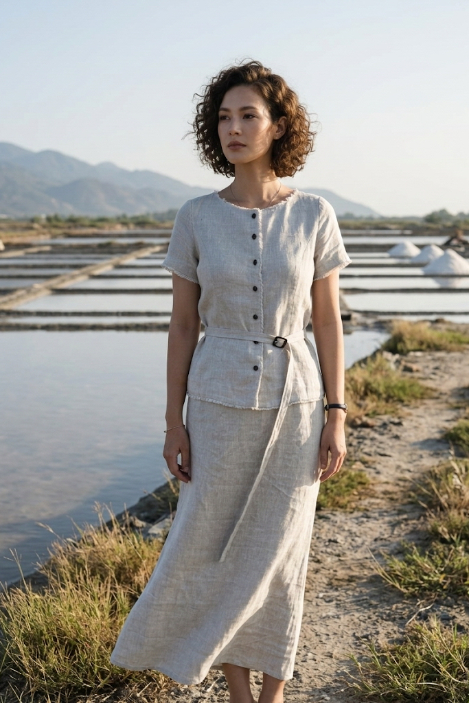 Áo linen rút chỉ tua rua thời trang Hity