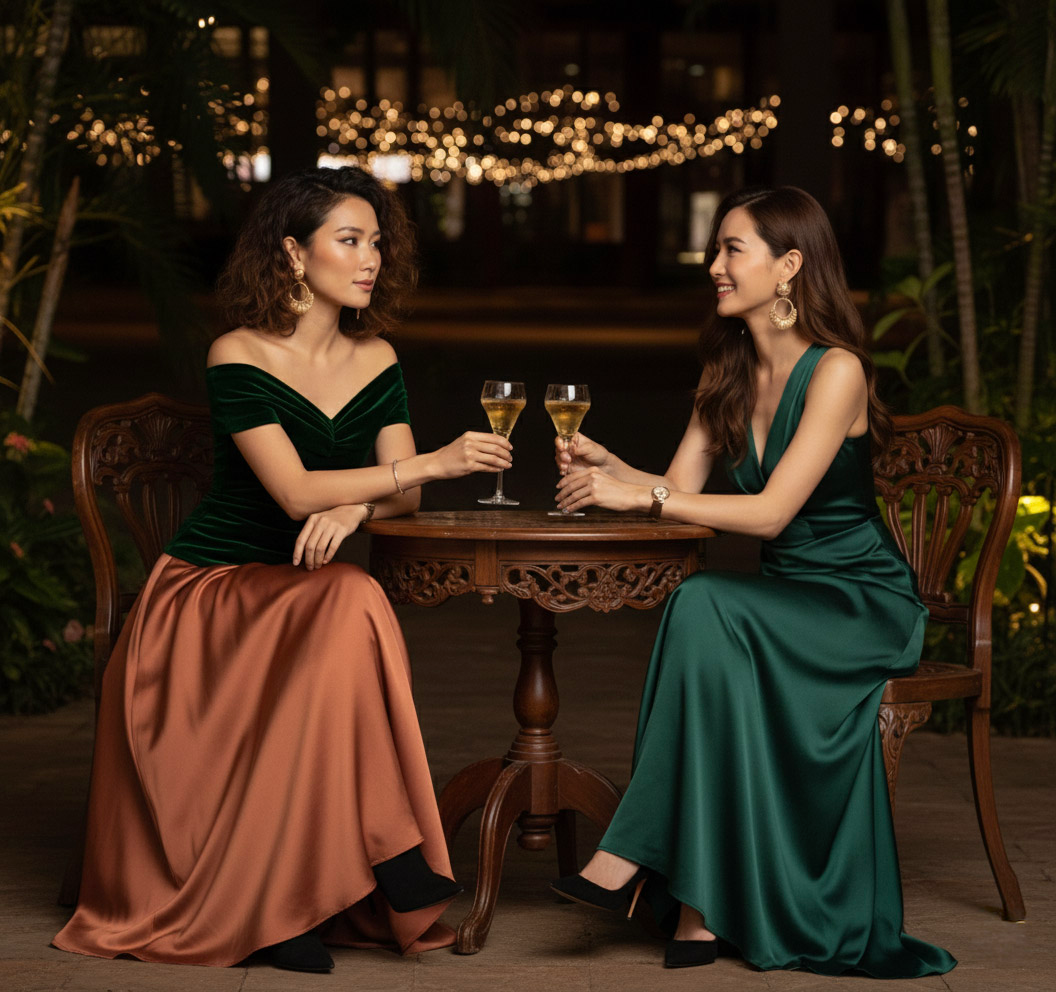 Áo trễ vai hở lưng nhung xanh thời trang Hity