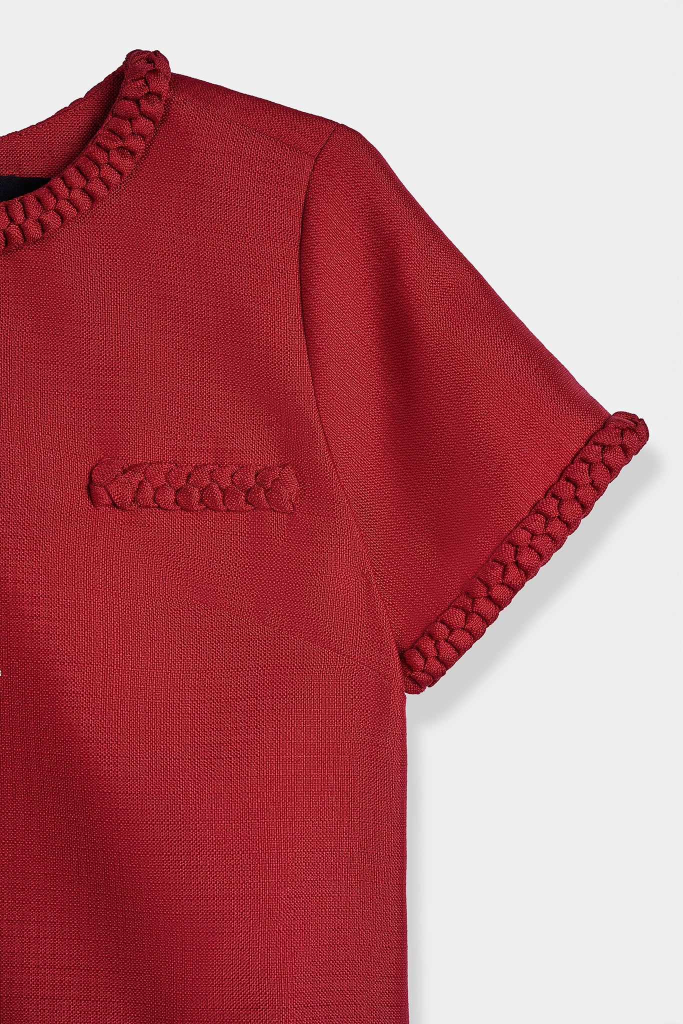 Áo tweed đỏ dáng ngắn tếch sam thủ công thời trang Hity