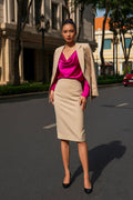 Áo khoác blazer nude kem thời trang Hity