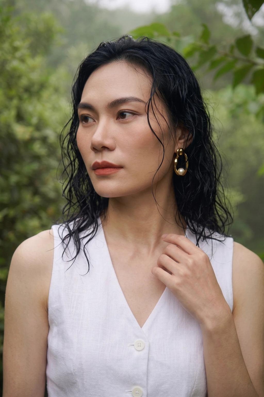 Áo vest ghile linen trắng thời trang Hity