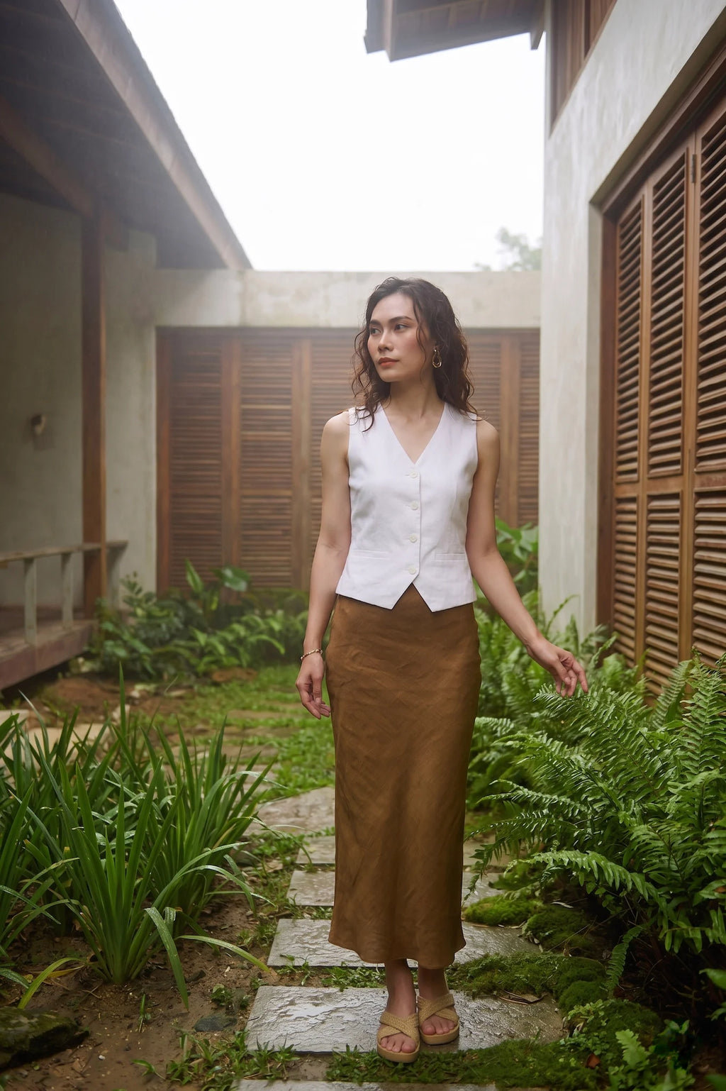 Áo vest ghile linen trắng thời trang Hity