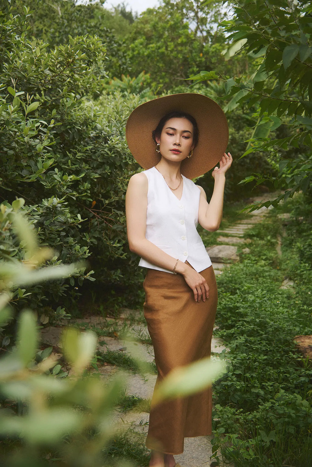 Áo vest ghile linen trắng thời trang Hity