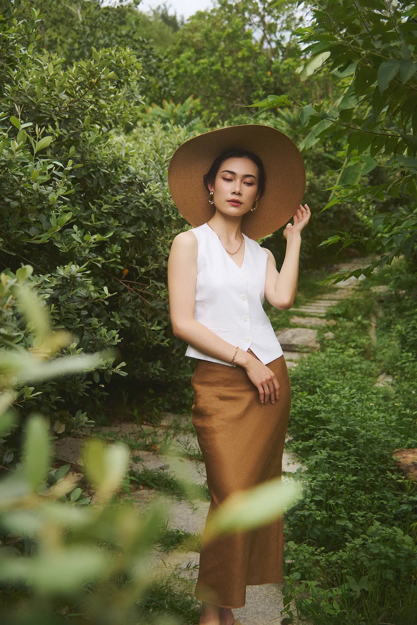 Áo vest ghile linen trắng thời trang Hity