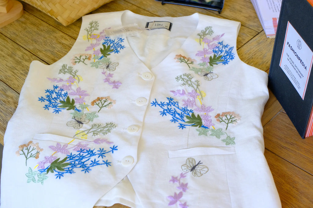 Hand-Embroidered Linen Vest