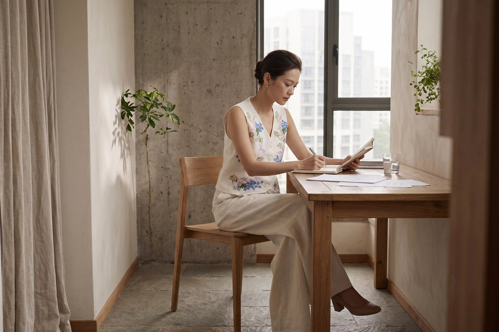 Hand-Embroidered Linen Vest