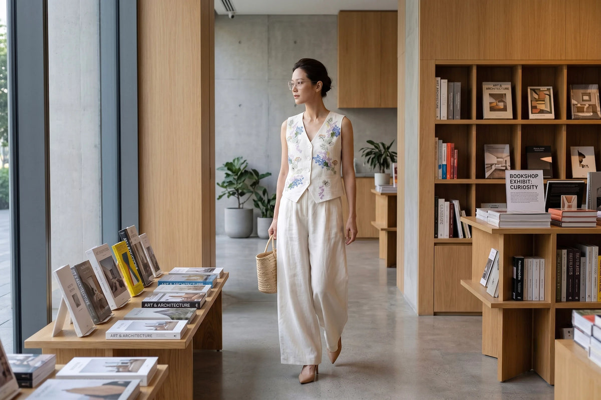 Hand-Embroidered Linen Vest
