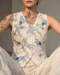 Hand-Embroidered Linen Vest
