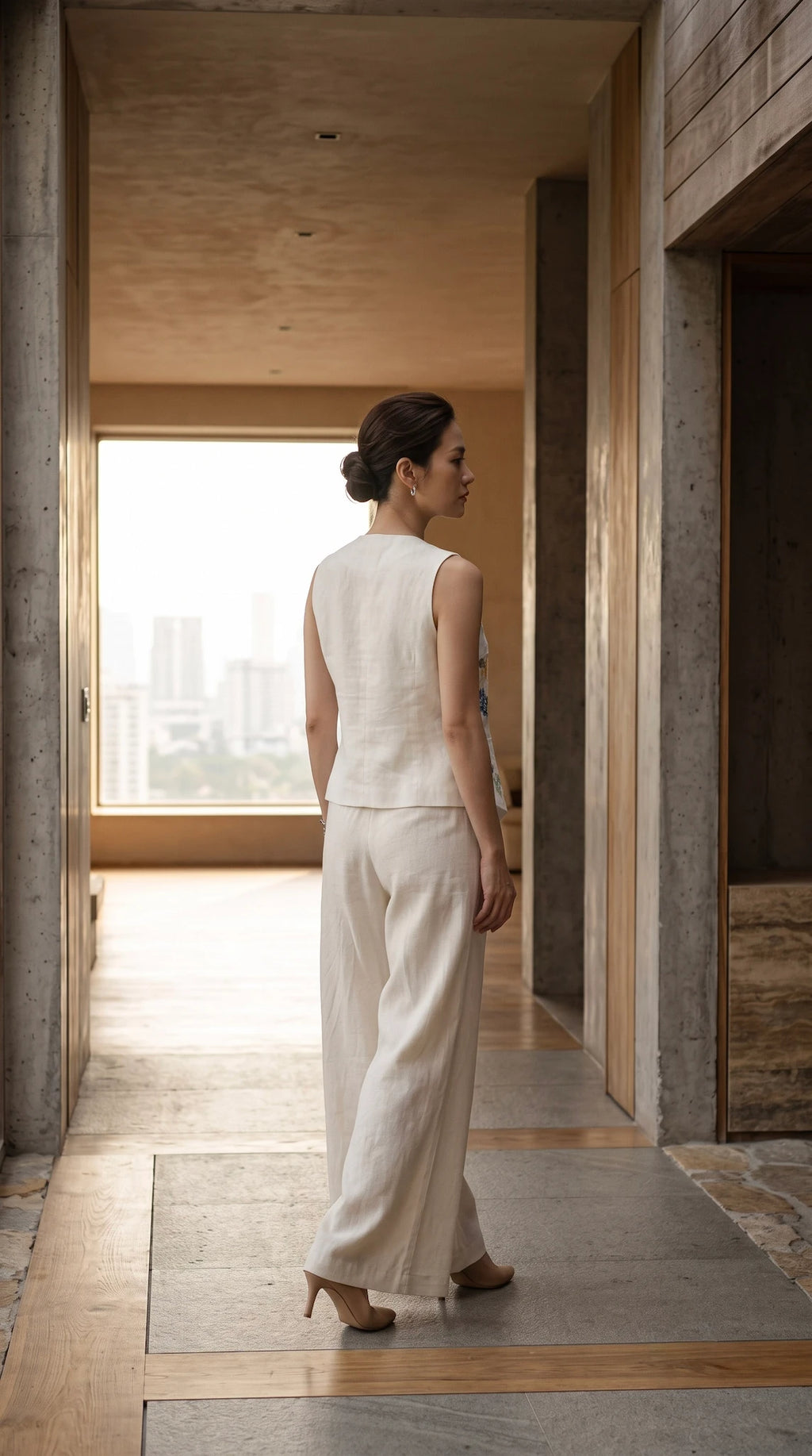 Hand-Embroidered Linen Vest