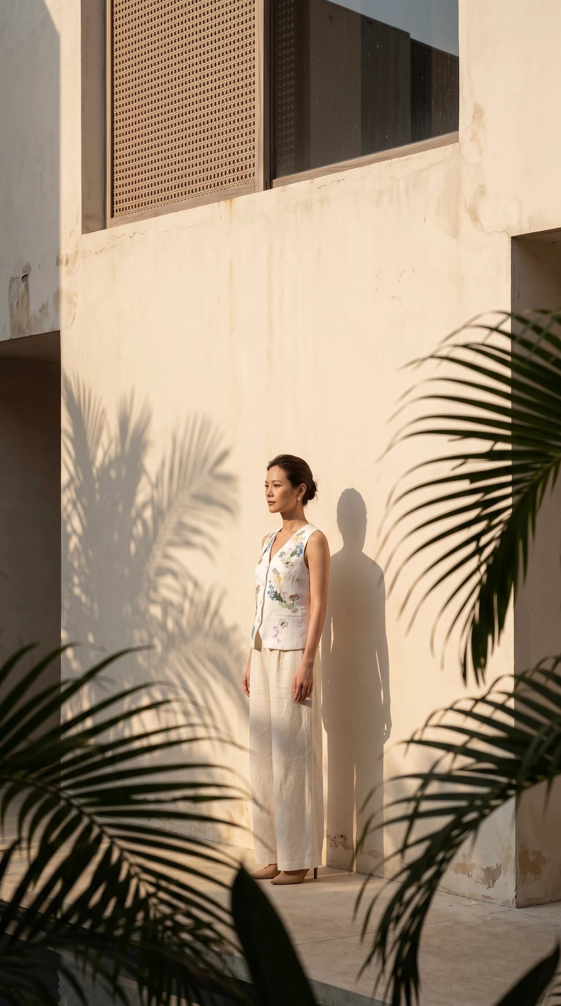 Hand-Embroidered Linen Vest
