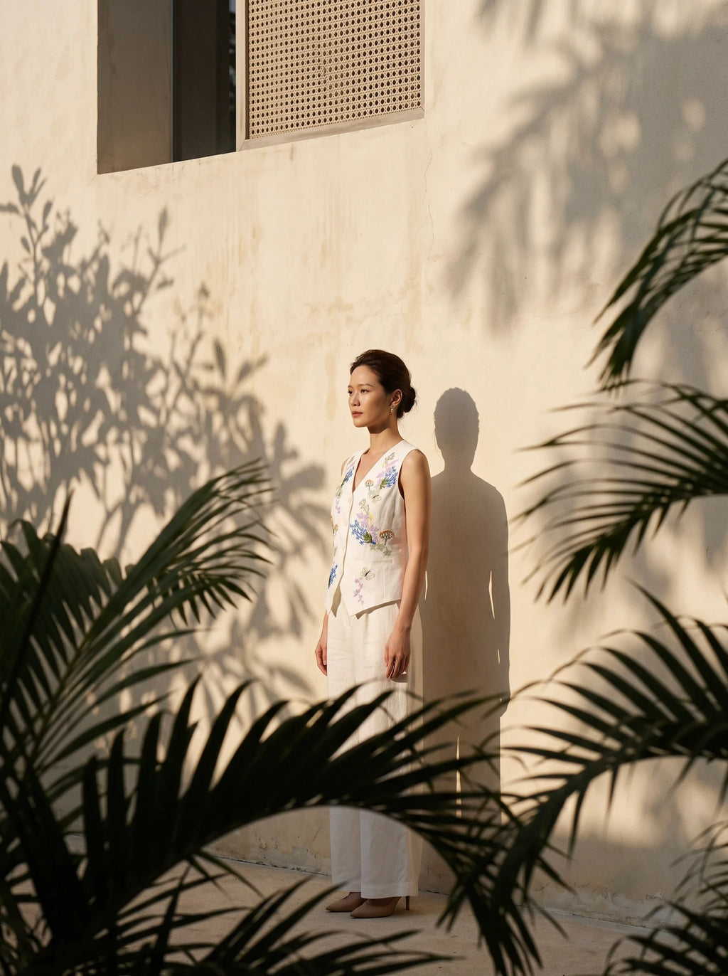 Hand-Embroidered Linen Vest