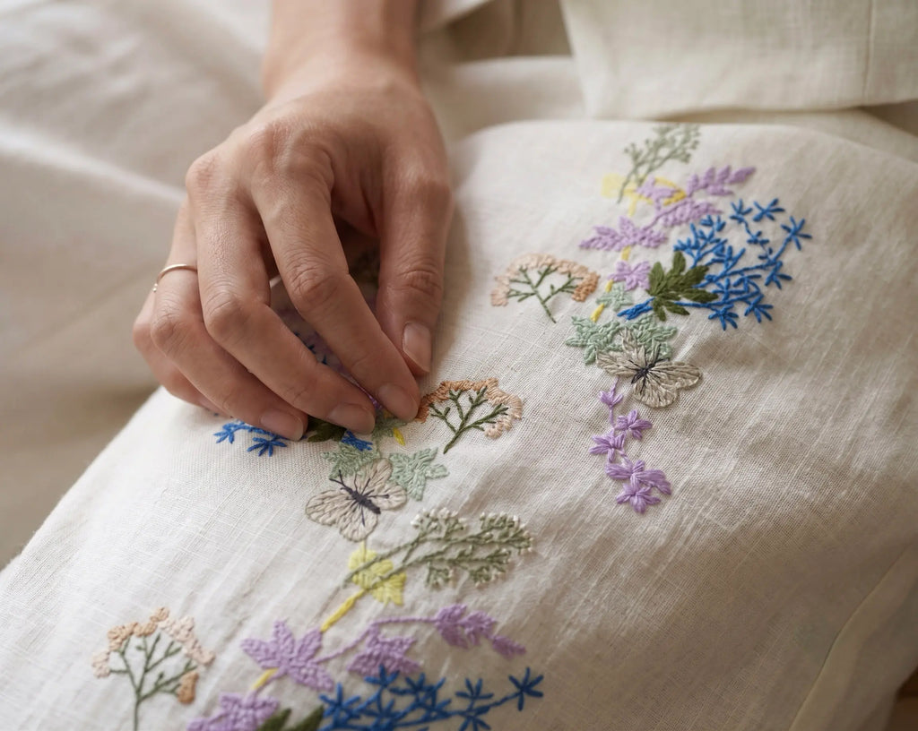 Hand-Embroidered Linen Vest