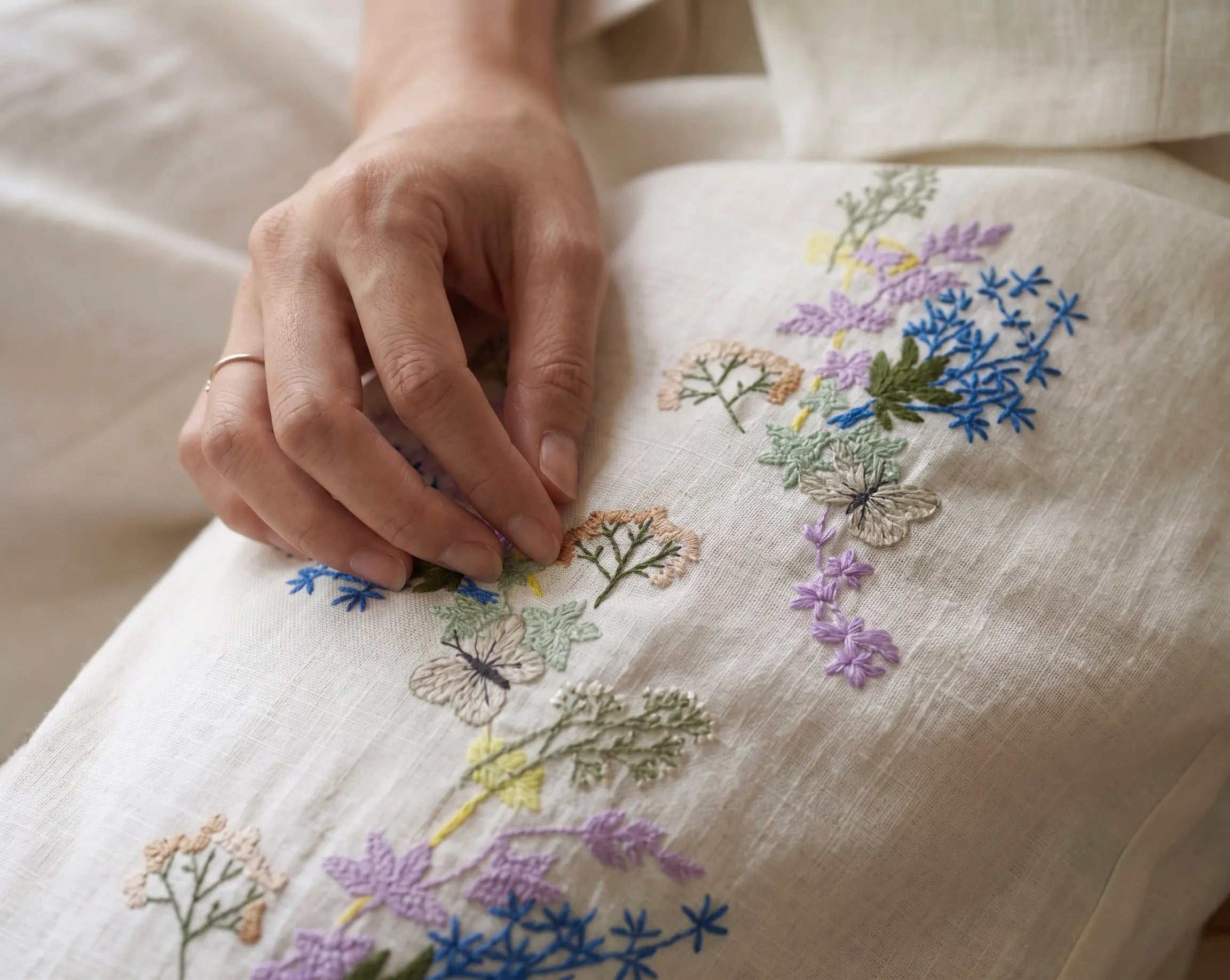 Hand-Embroidered Linen Vest
