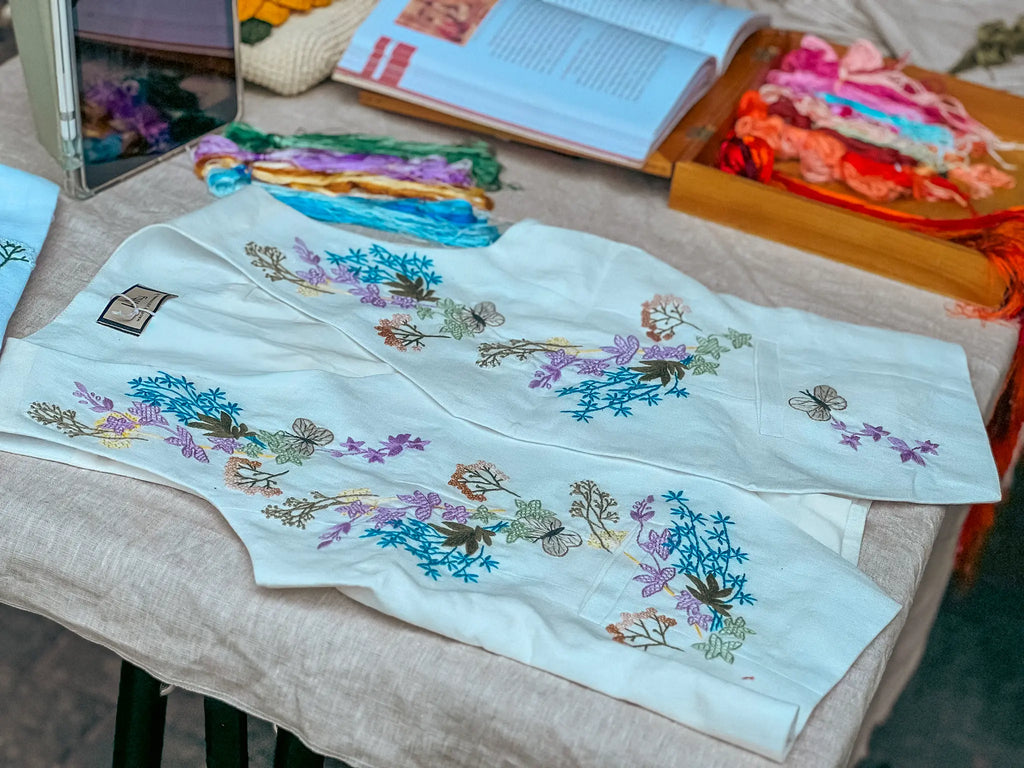 Hand-Embroidered Linen Vest