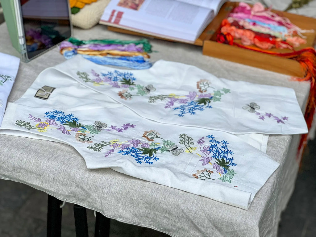 Hand-Embroidered Linen Vest