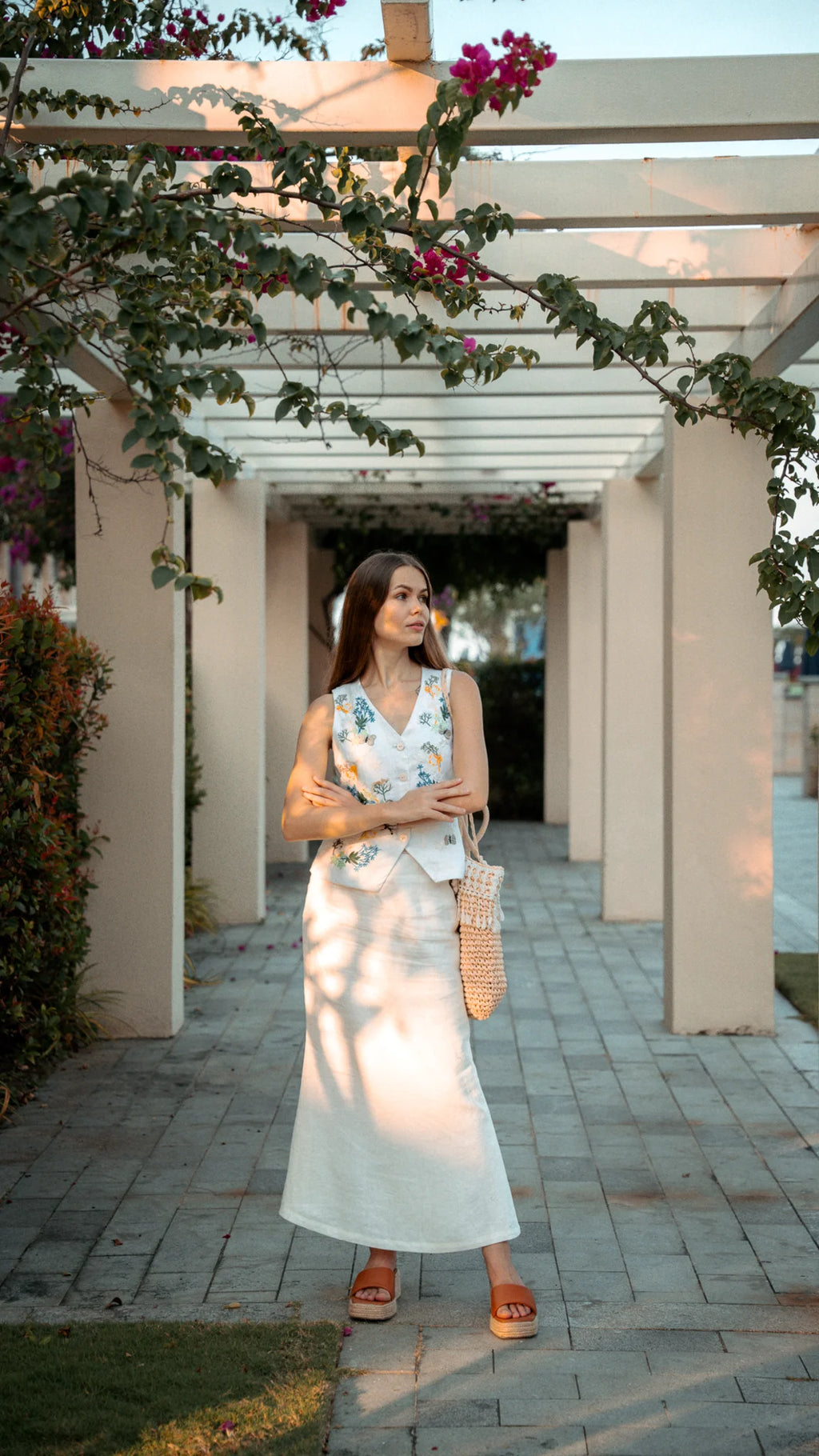 Hand-Embroidered Linen Vest