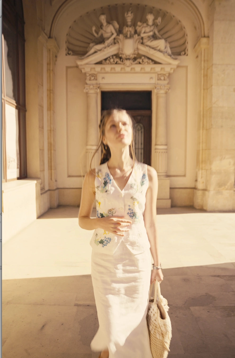 Hand-Embroidered Linen Vest