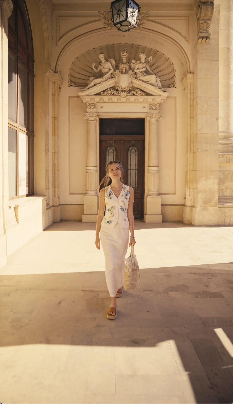 Hand-Embroidered Linen Vest