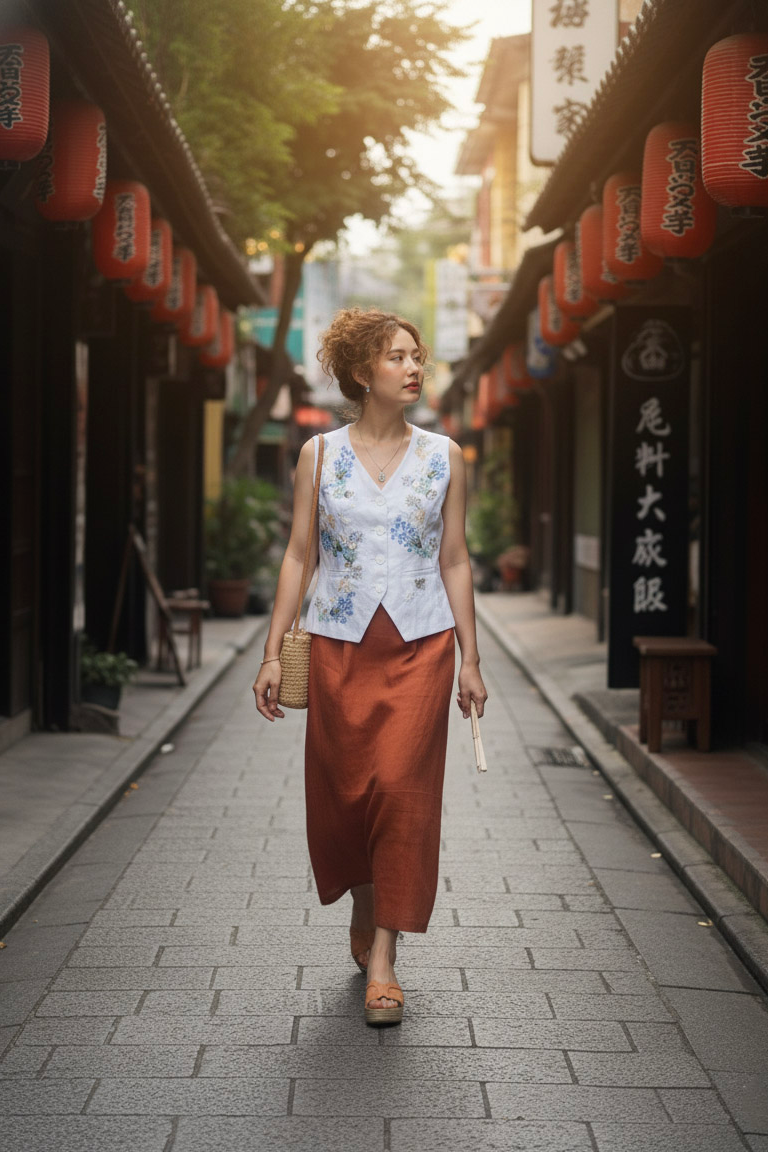 Áo vest linen thêu tay Mơ thời trang Hity