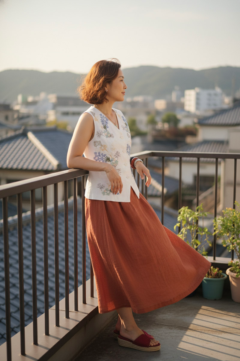 Áo vest linen thêu tay Mơ thời trang Hity