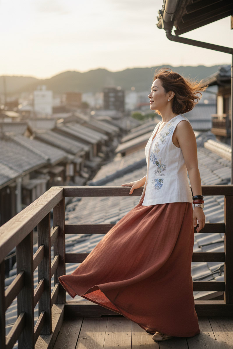 Áo vest linen thêu tay Mơ thời trang Hity