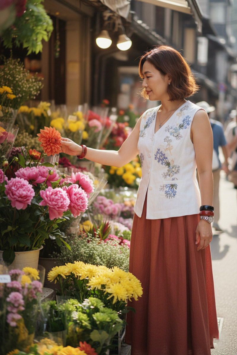 Áo vest linen thêu tay Mơ thời trang Hity