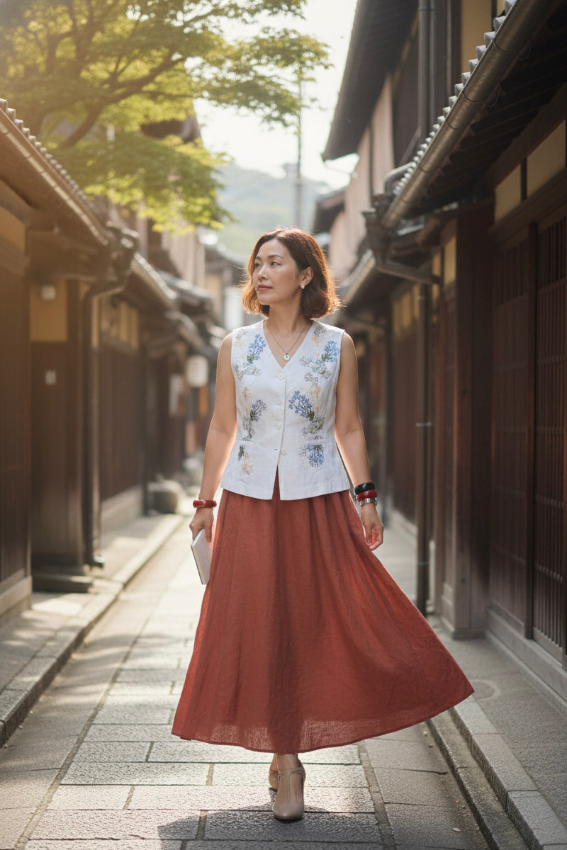 Áo vest linen thêu tay Mơ thời trang Hity