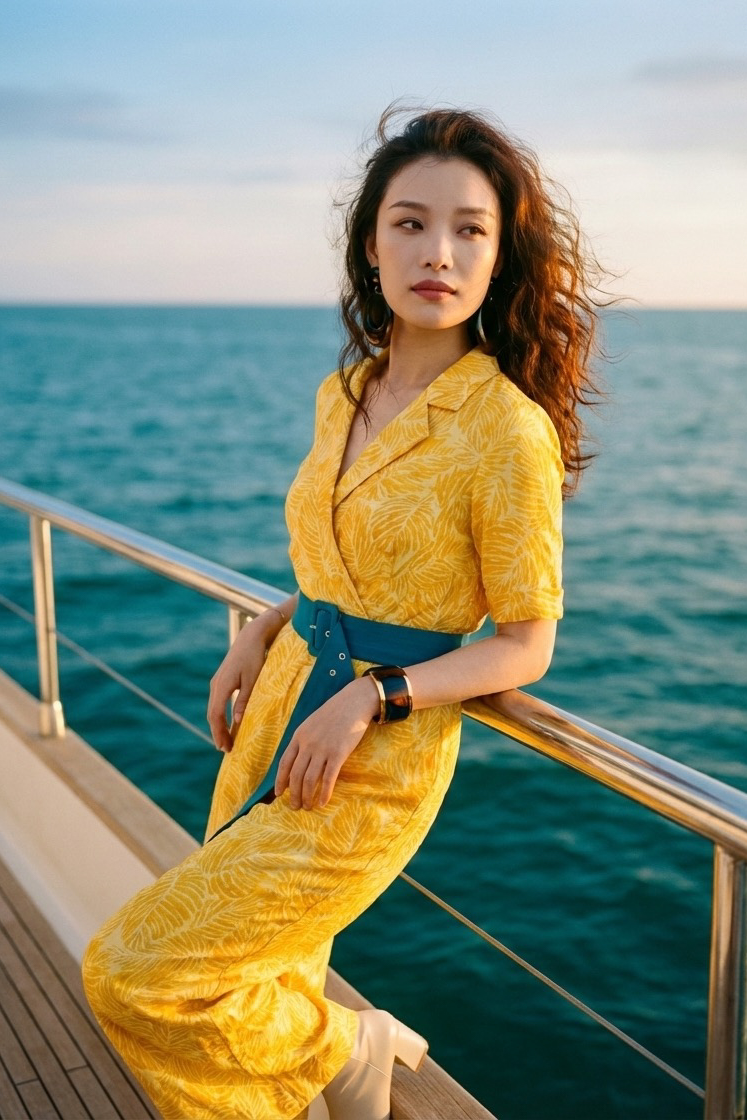 Đồ bay áo liền quần jumpsuit linen lá vàng thời trang Hity