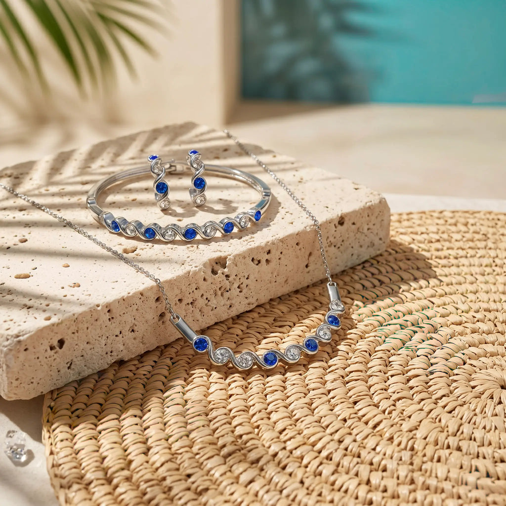 Bộ set trang sức pha lê xanh thời trang Hity