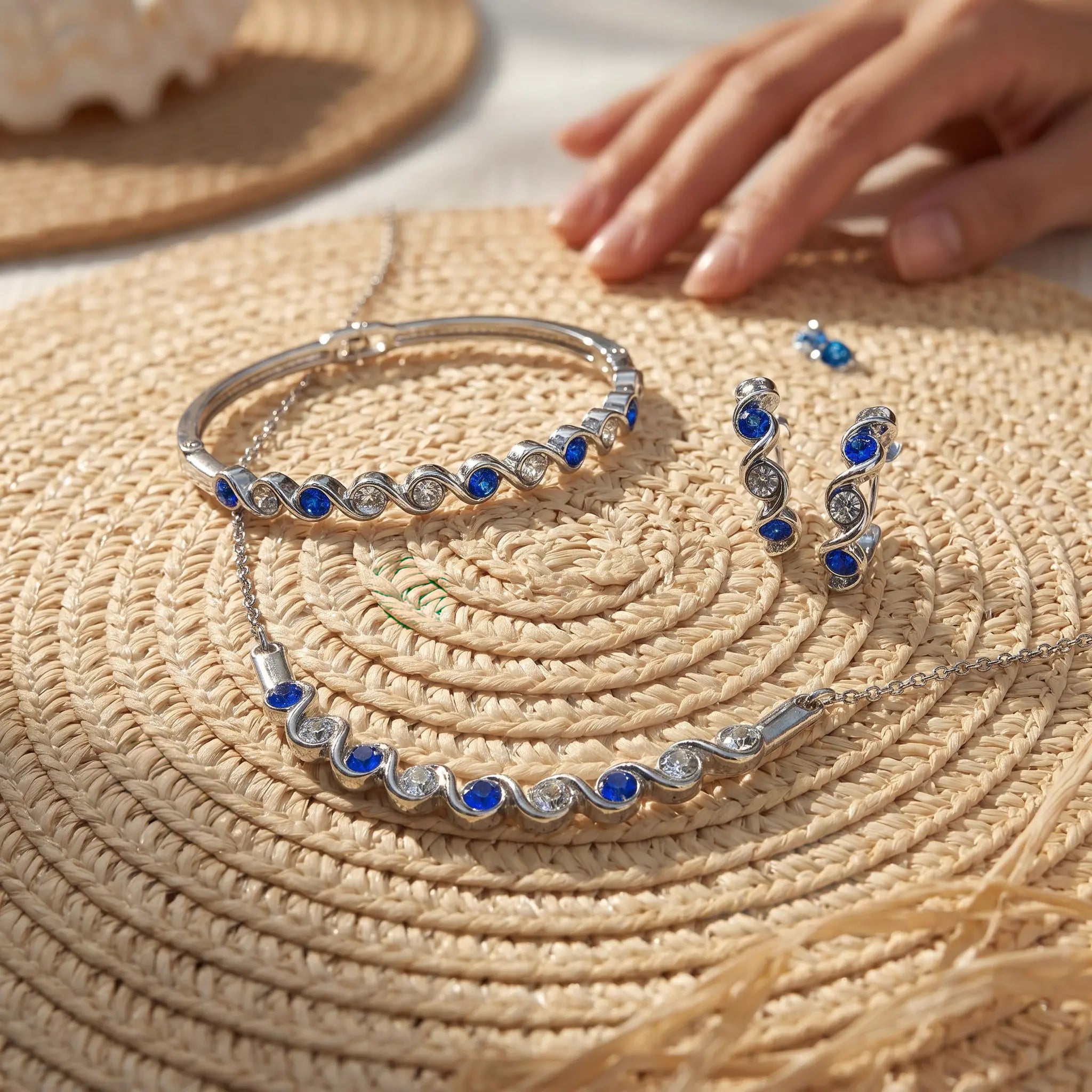 Bộ set trang sức pha lê xanh thời trang Hity