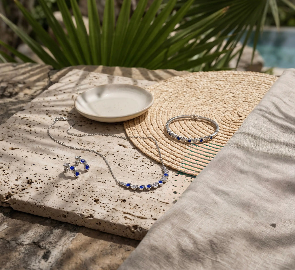 Bộ set trang sức pha lê xanh thời trang Hity