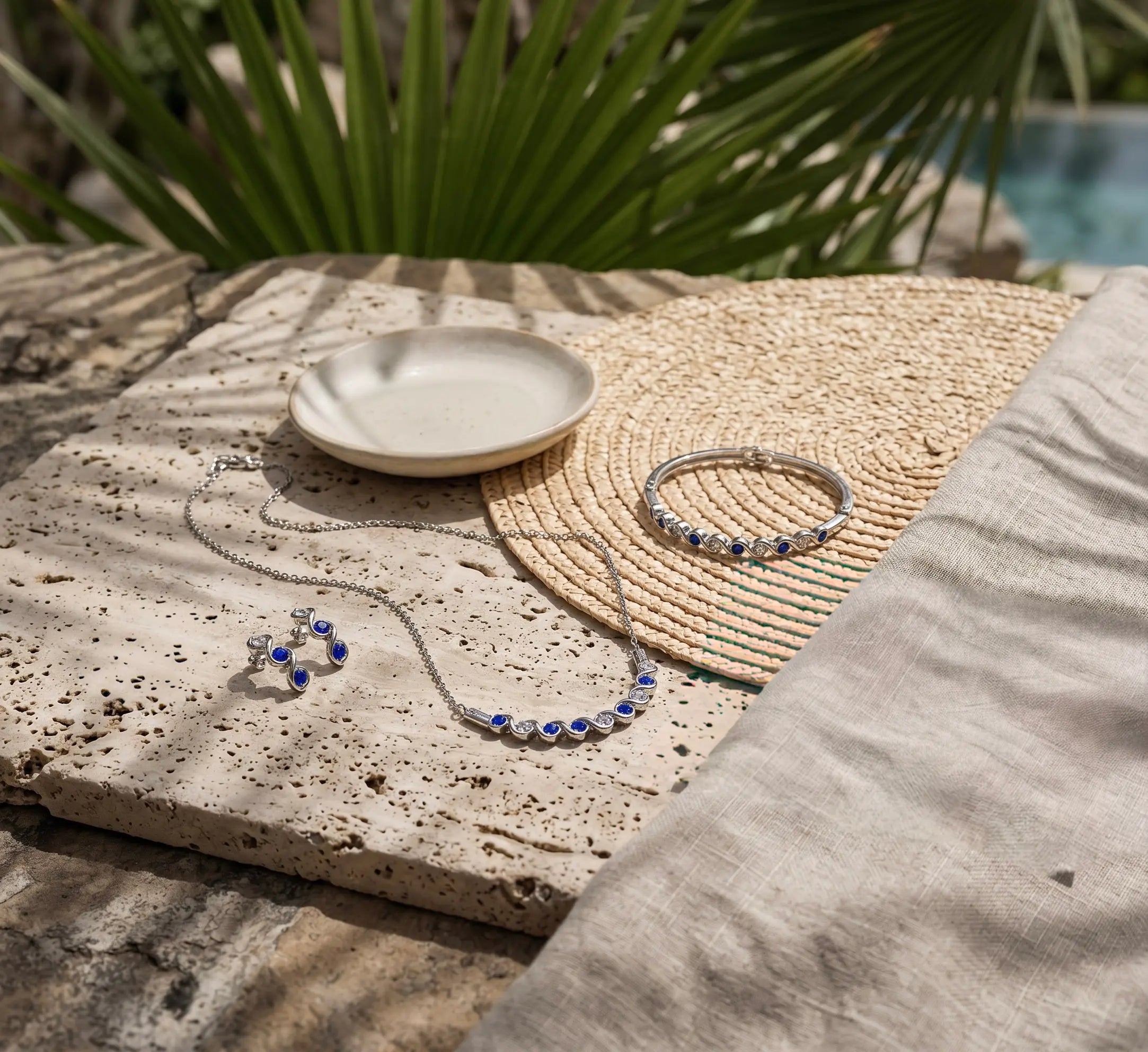 Bộ set trang sức pha lê xanh thời trang Hity