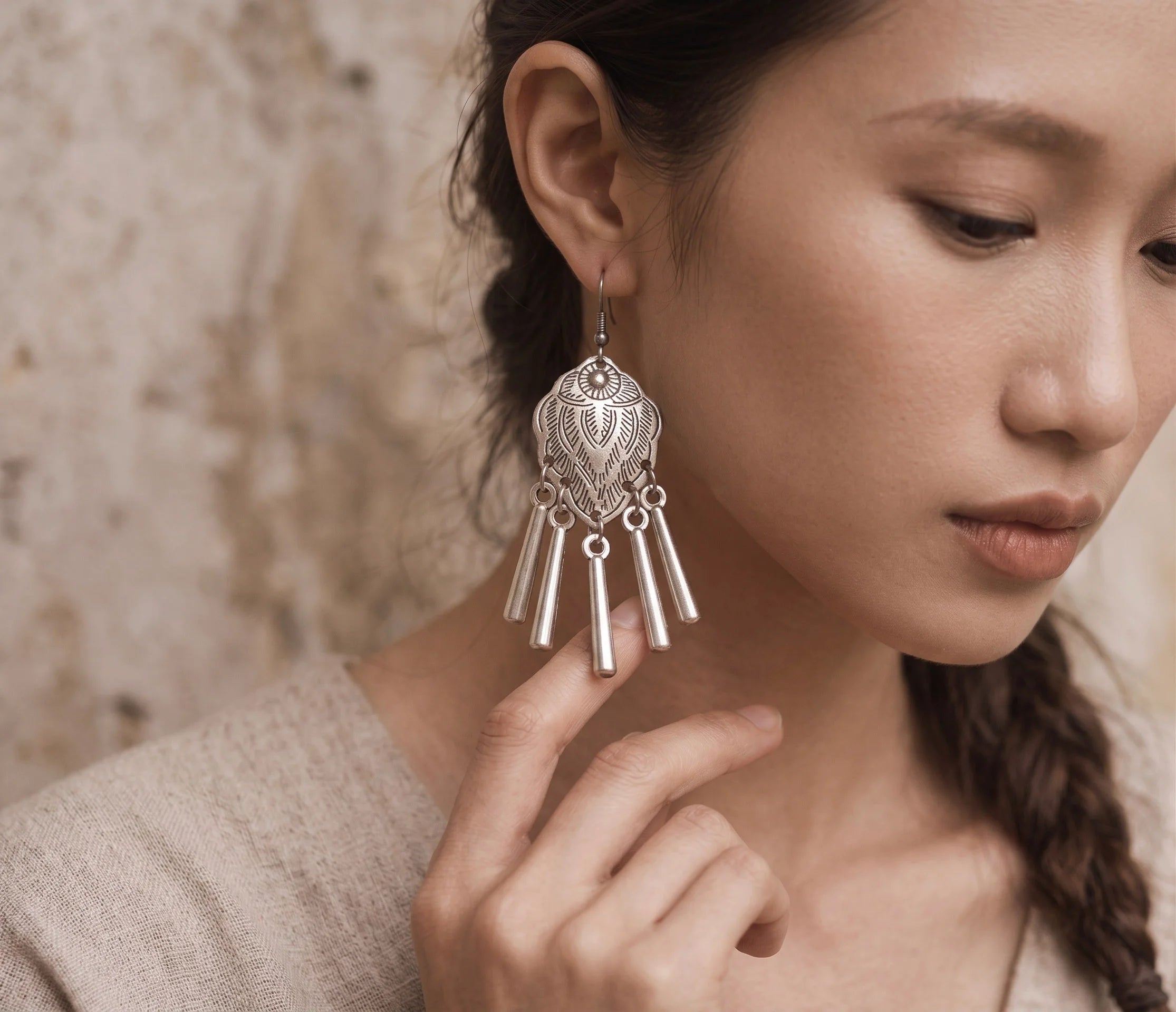 Bông tai boho tribe thép không gỉ thời trang Hity