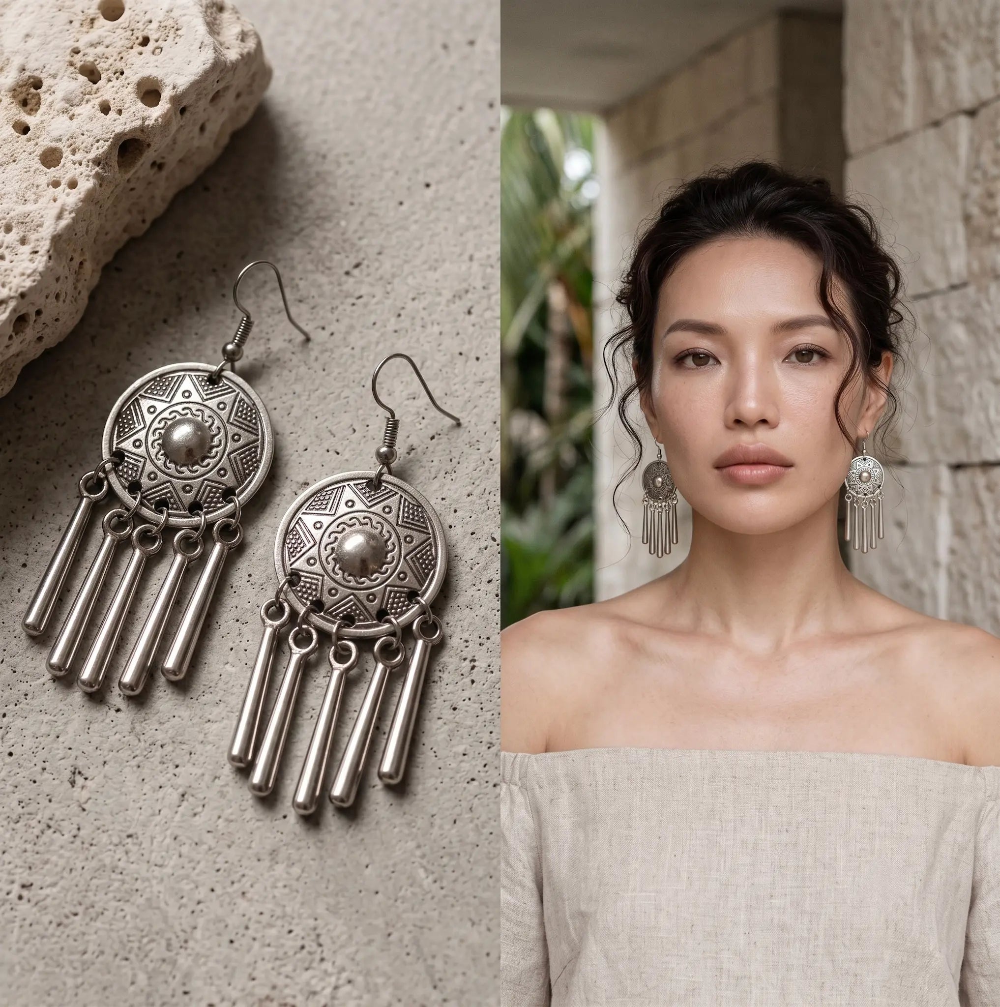 Bông tai boho thép không gỉ thời trang Hity