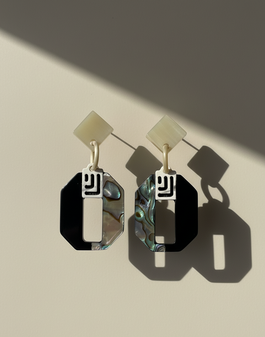 Bông tai sơn mài cửu khổng bào ngư thời trang Hity