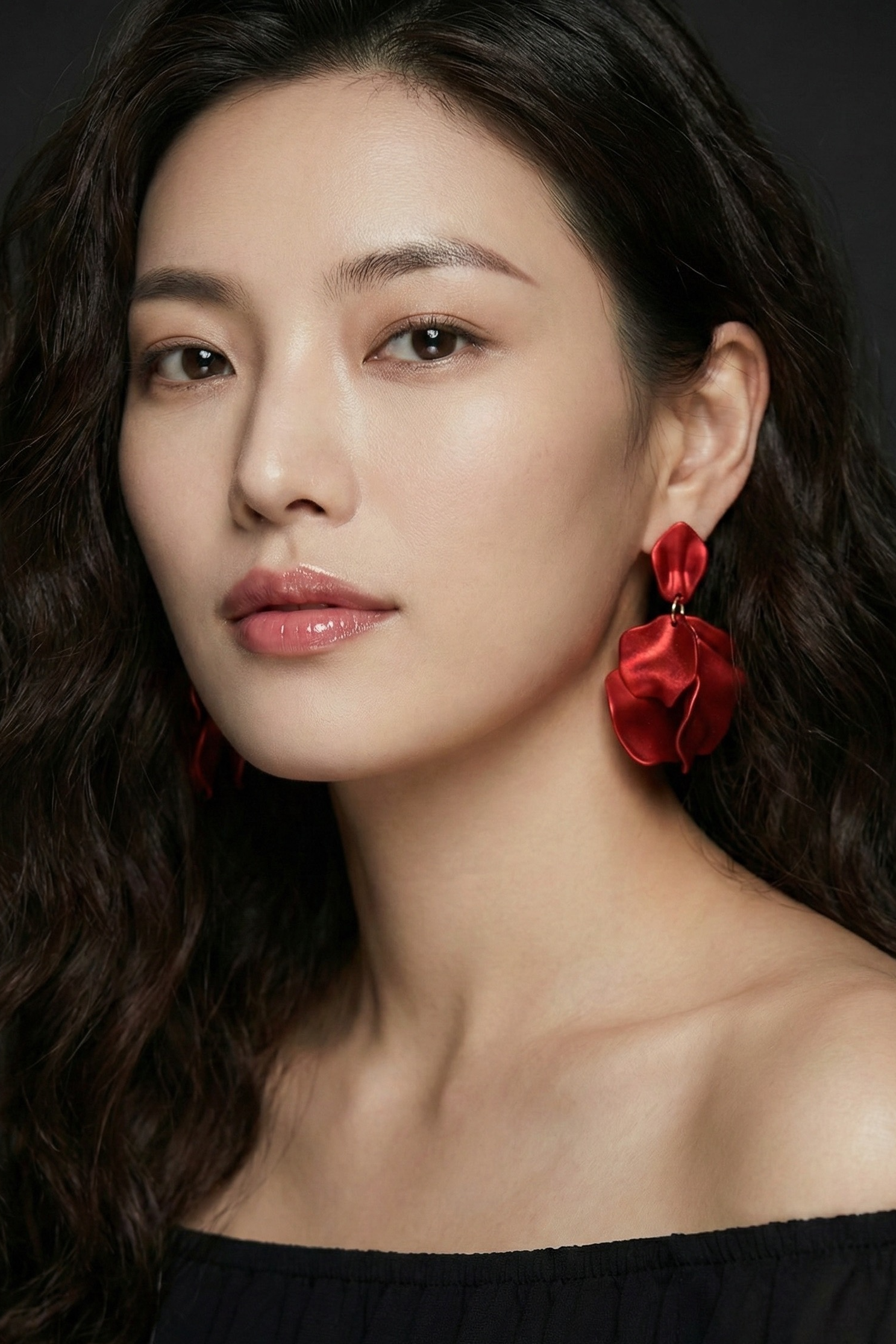 Bông tai hoa đỏ thời trang Hity