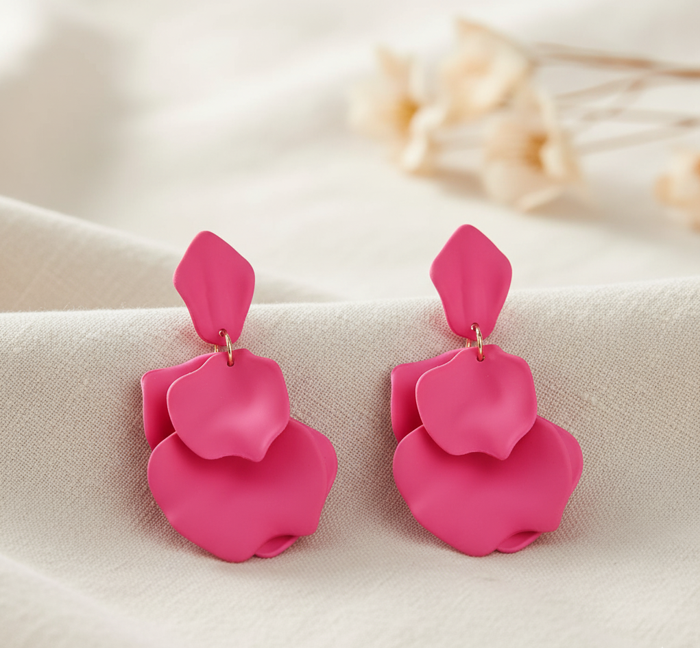 Bông tai hoa nhiệt đới hồng sen thời trang Hity