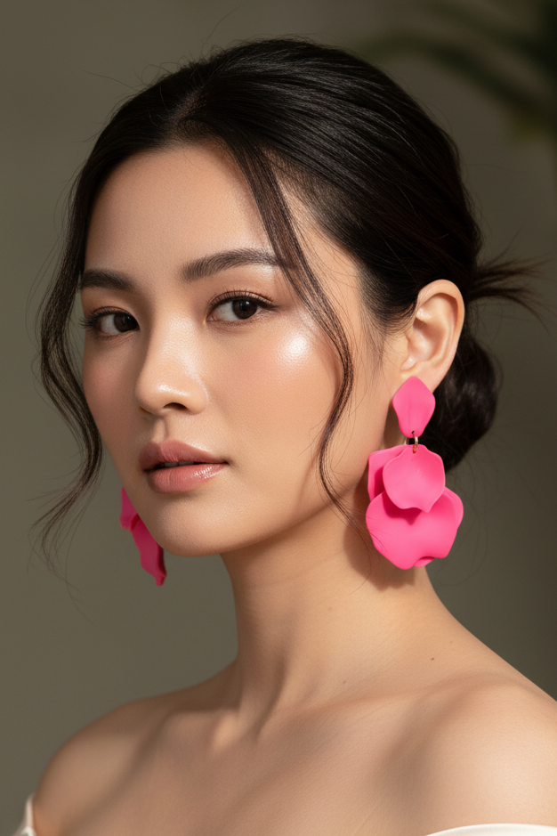 Bông tai hoa nhiệt đới hồng sen thời trang Hity