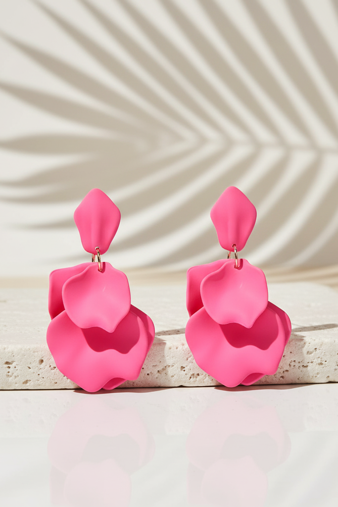 Bông tai hoa nhiệt đới hồng sen thời trang Hity