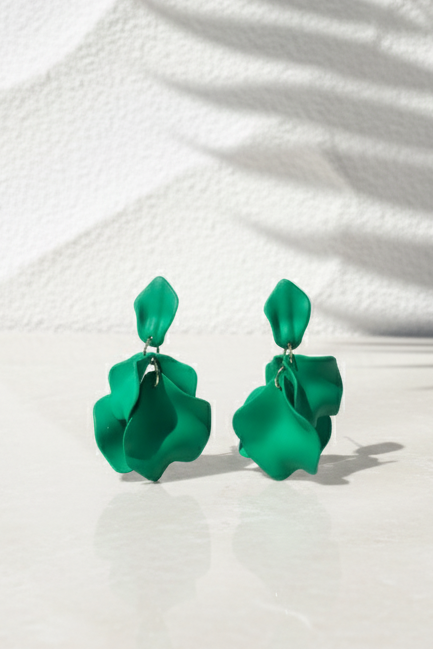 Bông tai hoa nhiệt đới xanh lá thời trang Hity