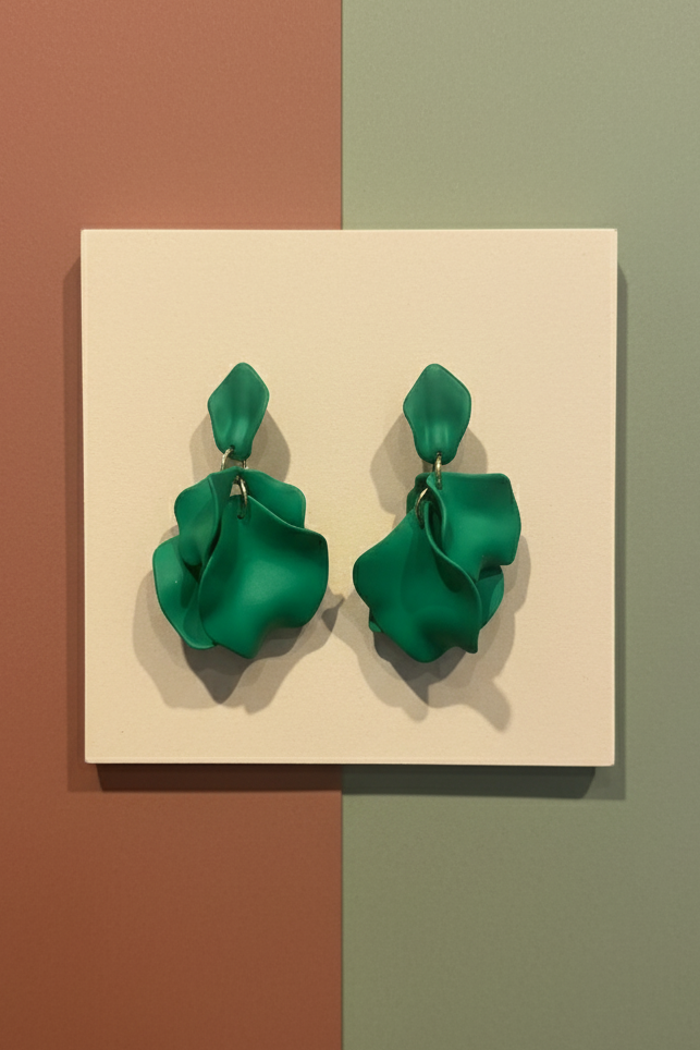 Bông tai hoa nhiệt đới xanh lá thời trang Hity